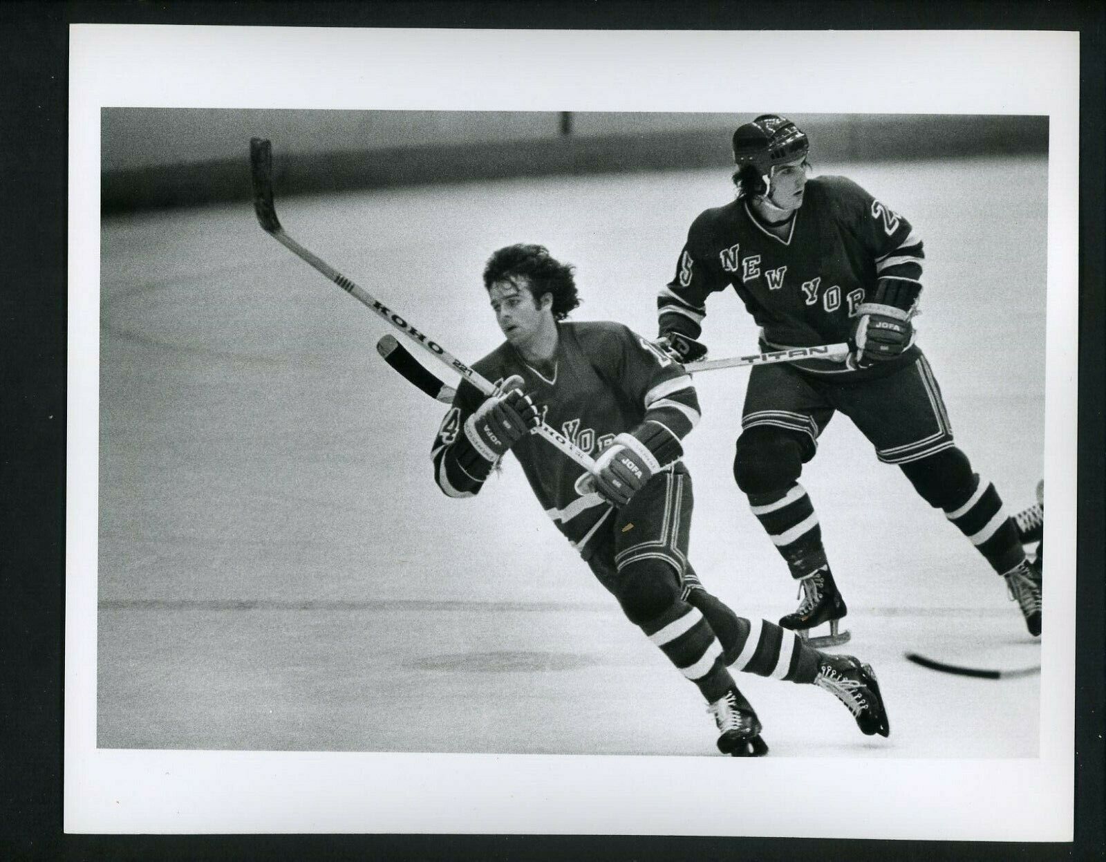 Don Murdoch & Mario Marois circa 1970's Press Original Photo Poster painting New York Rangers