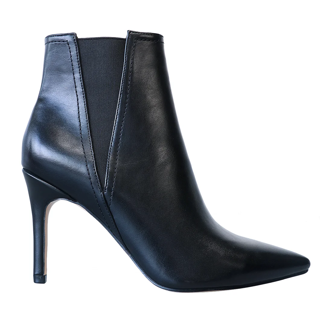 90mm Women Stiletto Middle Heel Pointed Toe Ankle Boots Matte-MERUMOTE