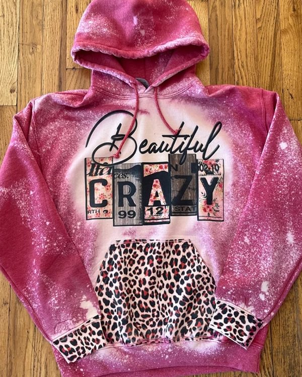 Beautiful Crazy Floral Leopard Bleached Sweatshirt