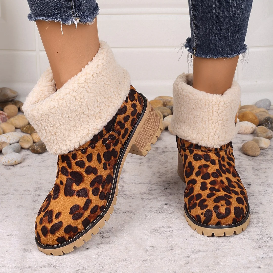 Qengg Qengg Boots New Autumn And Winter Plus Velvet Warm Two Wear Women's Boots Thick Heel Middle Boots Large Size Snow Boots Women