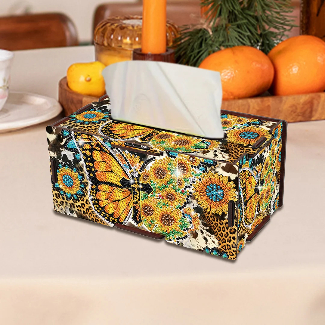 Wooden Diamond Painting Tissue Box for Home and Office Decoration (ZJH031)