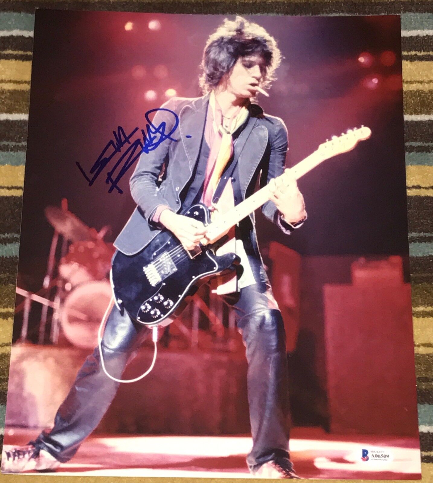 KEITH RICHARDS SIGNED AUTOGRAPH ROLLING STONES RARE STAGE GUITAR Photo Poster painting BECKETT