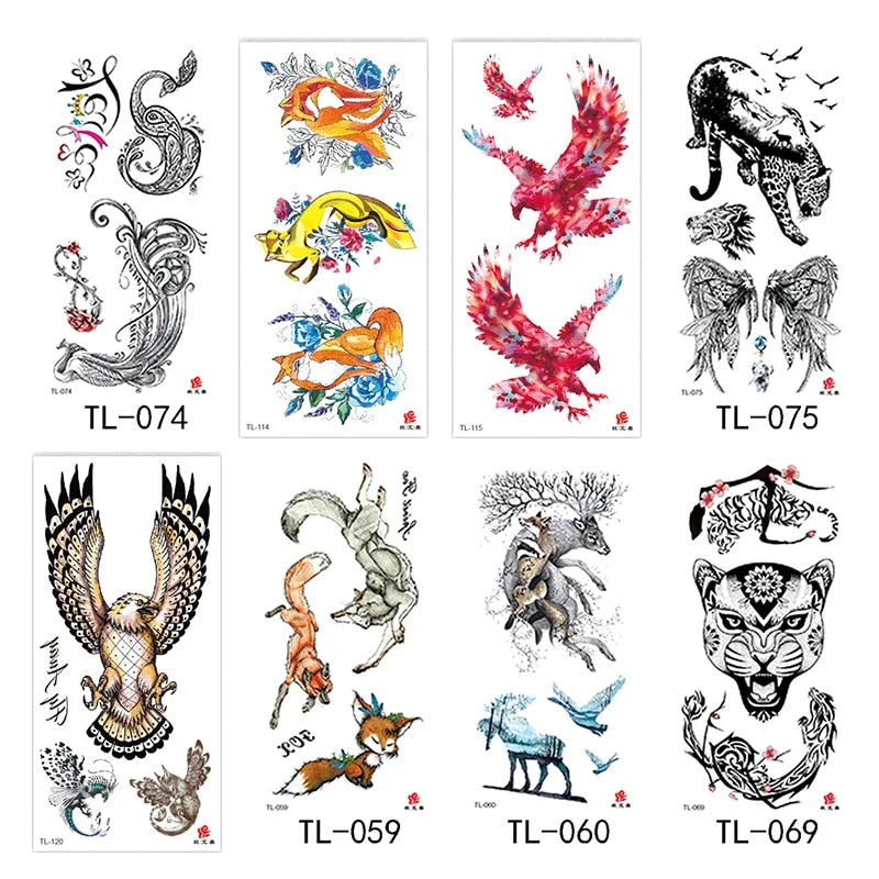 Flower arm waterproof tattoo stickers half arm painted animal durable waterproof European and American temporary tattoo stickers