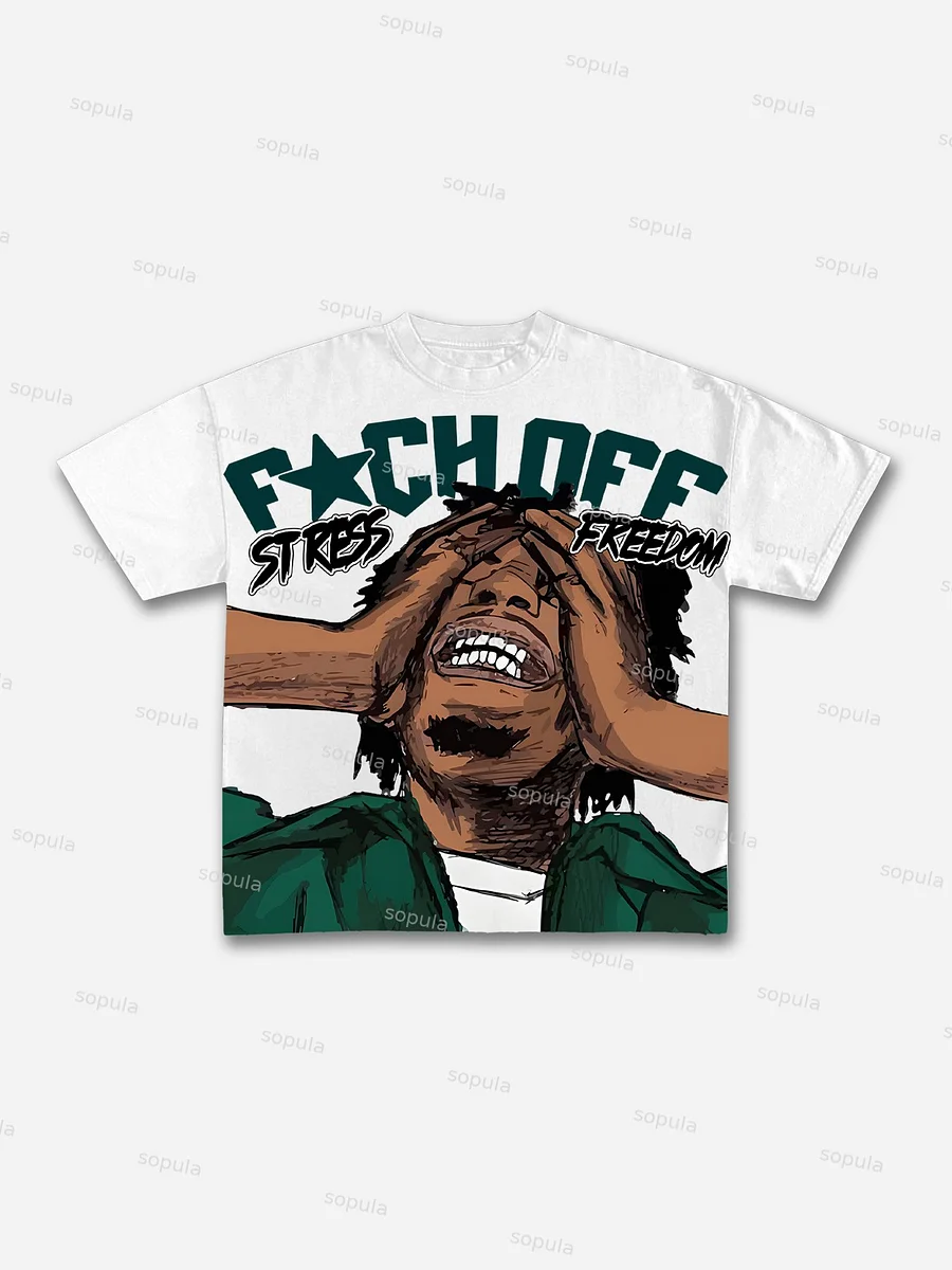 Vintage Stress Freedom Print Graphic T-Shirt