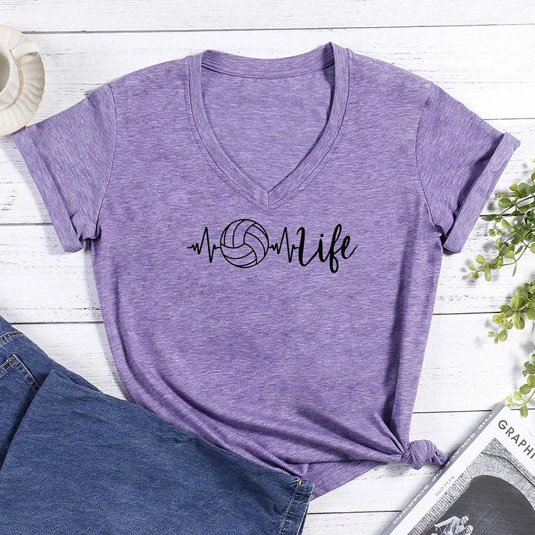 Volleyball life V-neck T Shirt-Annaletters