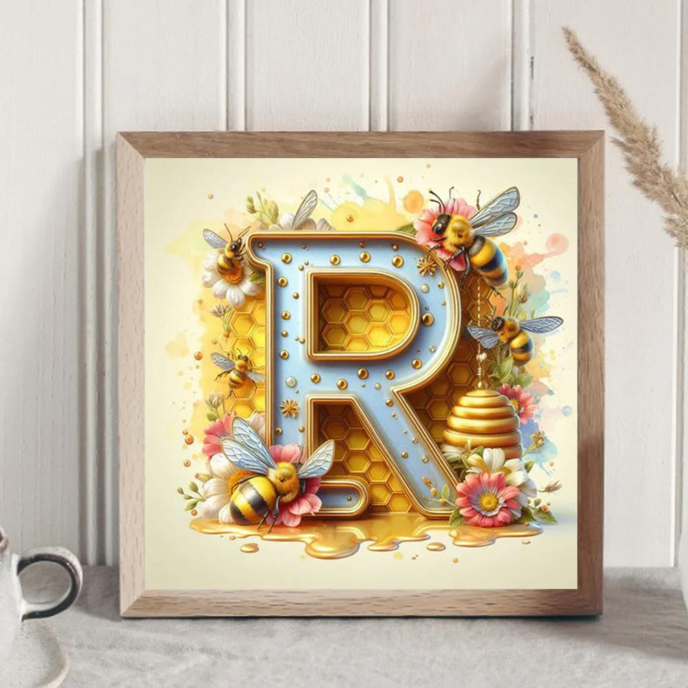 Full Round Diamond Painting 30*30cm - Bee Letter R