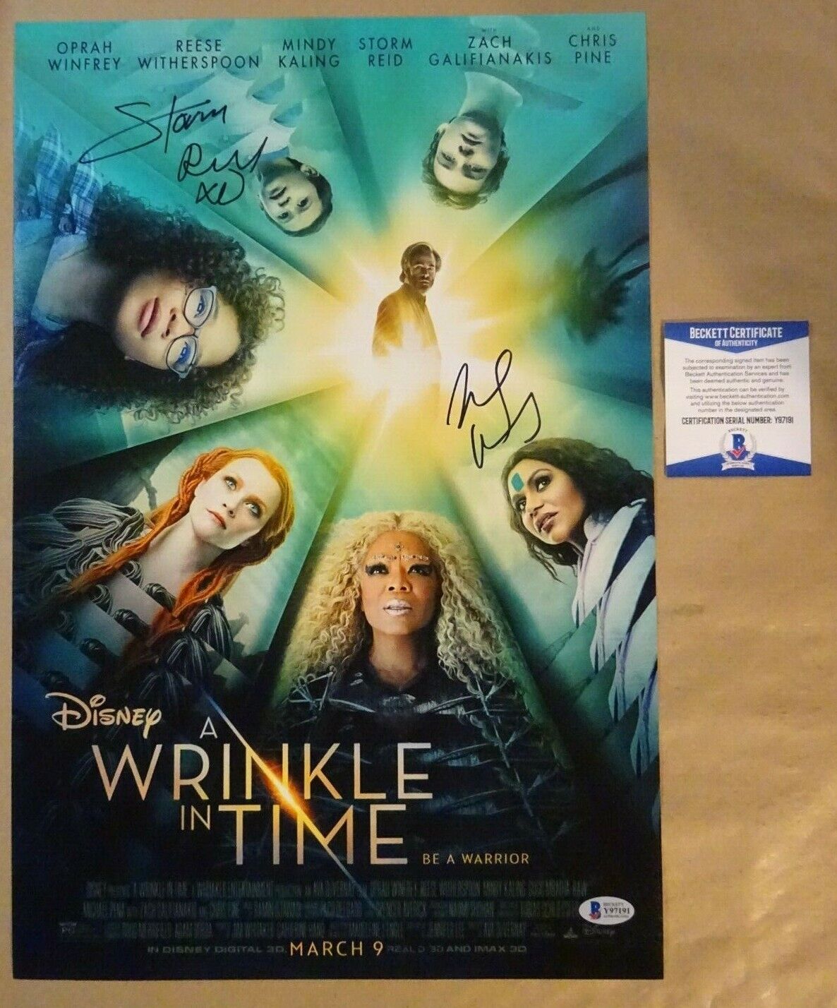 Signed STORM REID & MINDY KALING A WRINKLE IN TIME 12x18