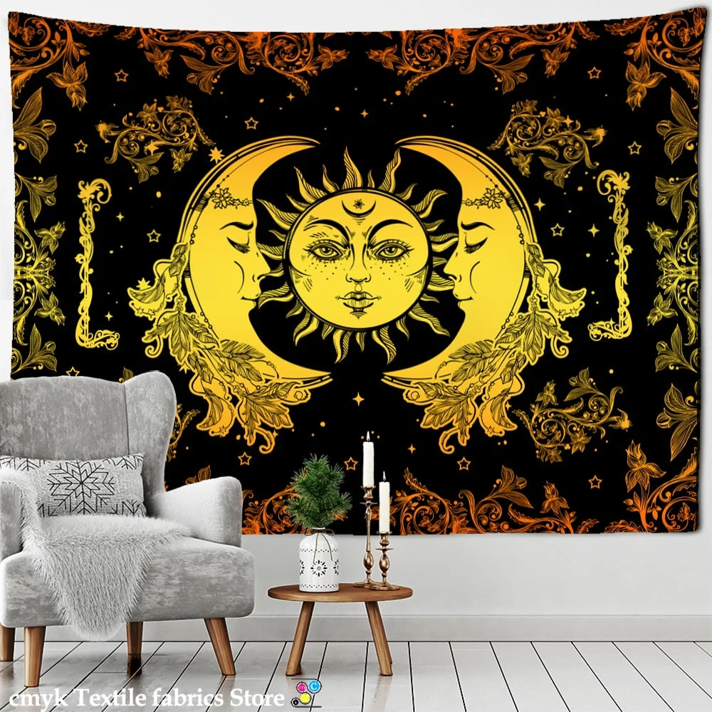 Colorful Sun Moon Tapestry Universe Psychedelic Witchcraft Hippie Tapiz Wall Hanging Room Home Decor