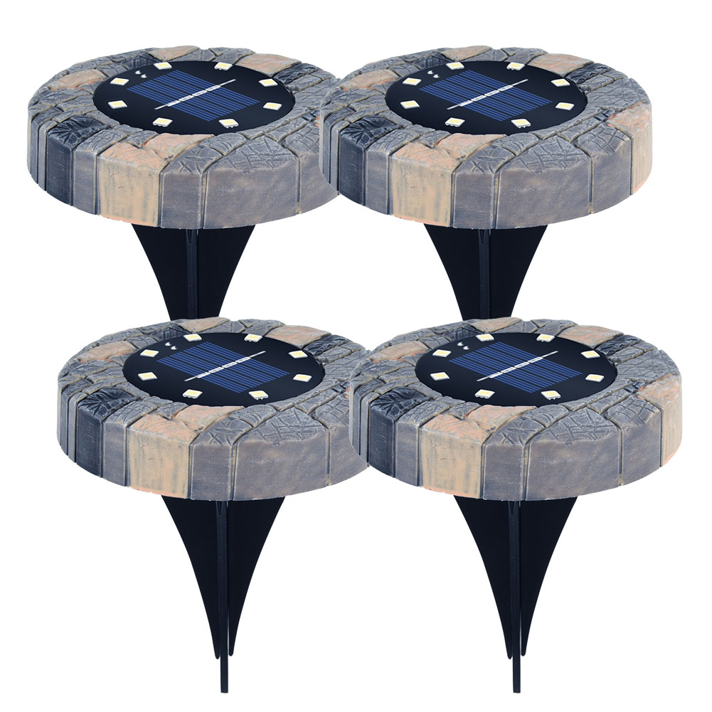 

4x 8 LED Solar Buried Waterproof Under Ground Lawn-Solar Light, 501 Original