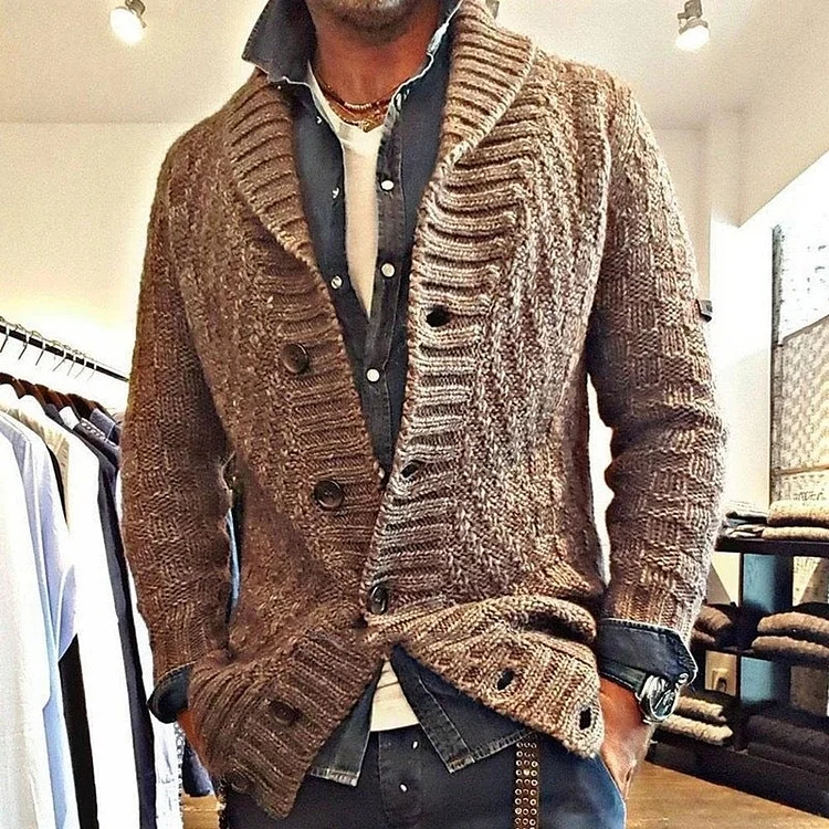 Men's Sweater Button Long Sleeve Knitted Cardigan Coat-Cosfine