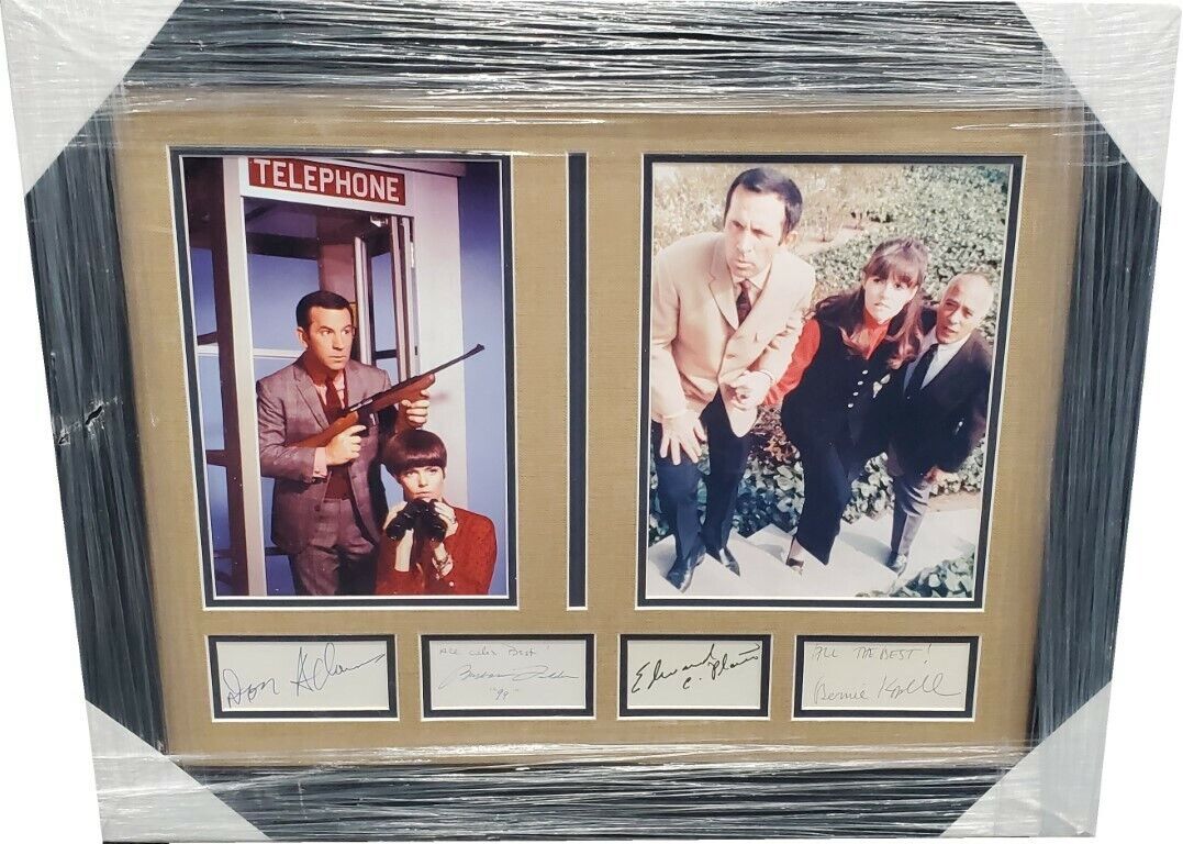 Don Adams Barbara Feldon +2 Signed Autograph Photo Poster painting and Cut Get Smart Framed JSA