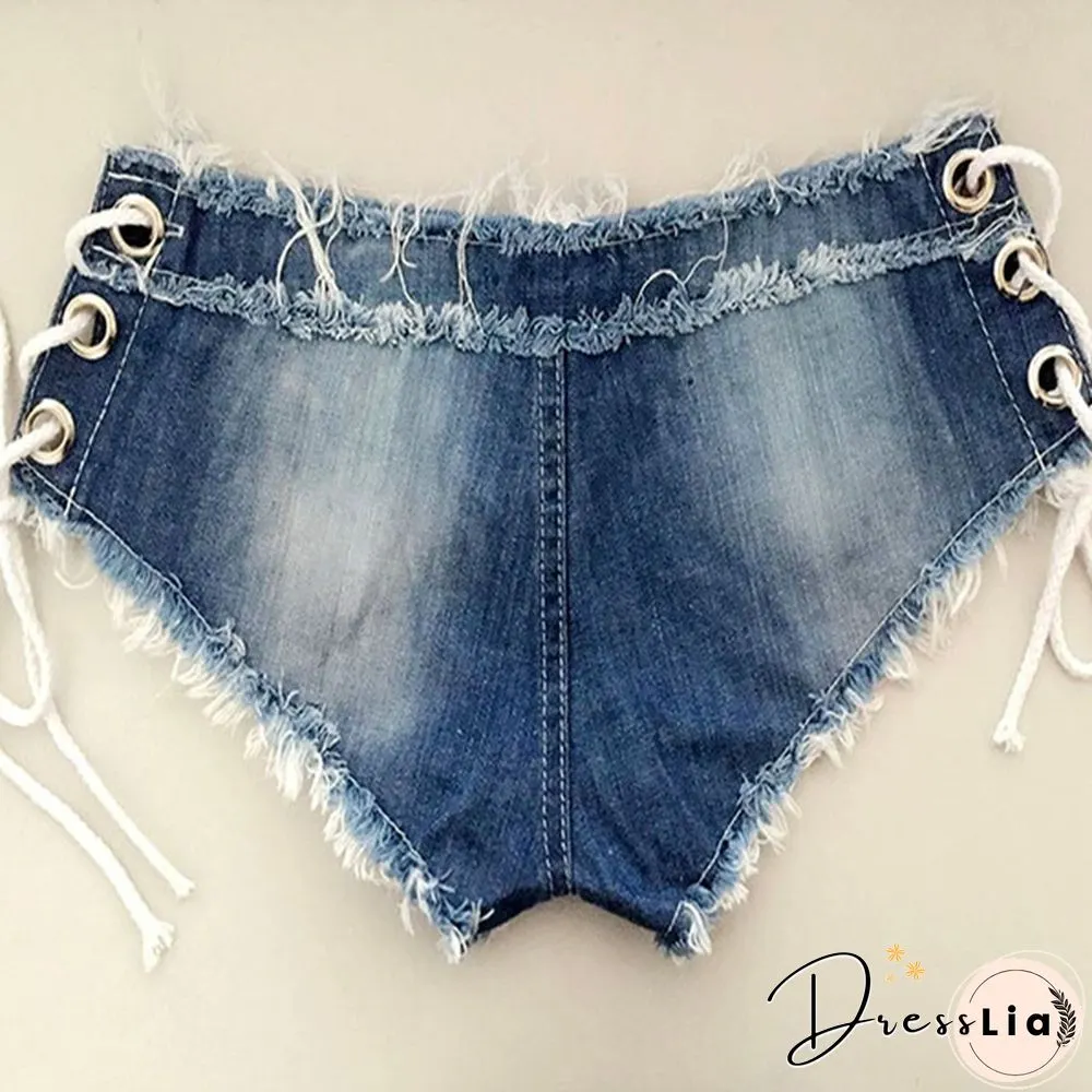 Summer Womens Jeans Denim Shorts Pure Cotton Lace-up Super Shorts Ladies Skinny Short Jeans Young Women