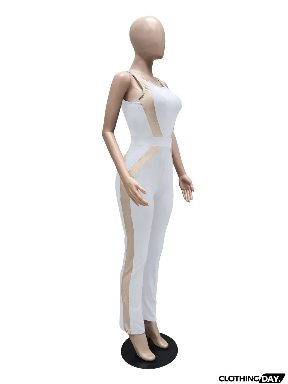 Fashion Patchwork Milk Silk Jumpsuit