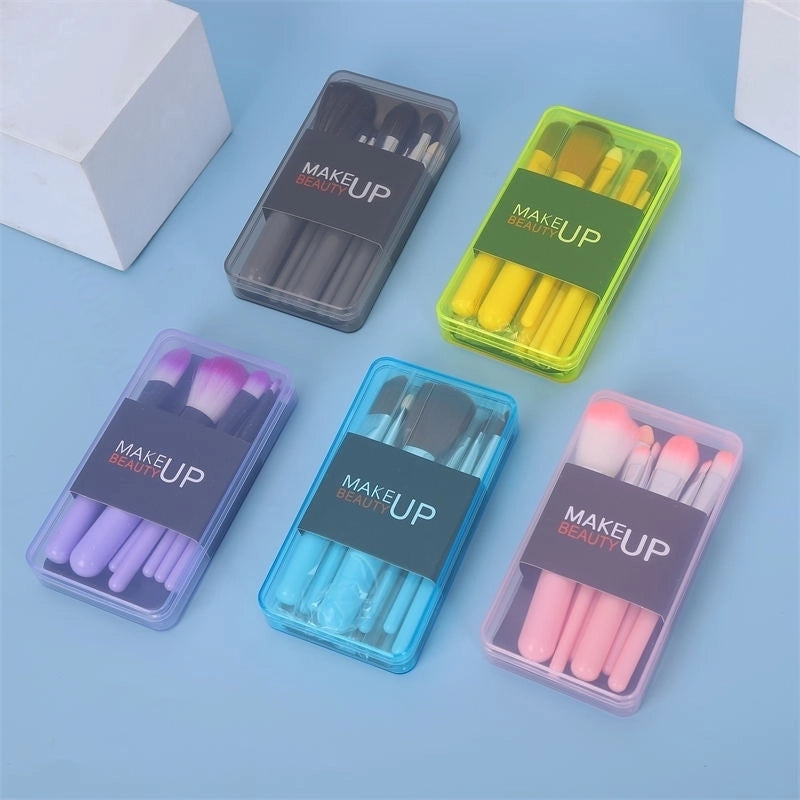 Corrugated Nylon Wool Plastic Handgrip Makeup Brushes 1 Set