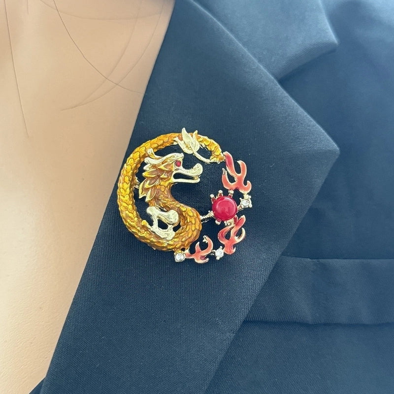 IG Style Ethnic Style Pin Dragon Zinc Alloy Plating Inlay Rhinestones Pearl Women’s Brooches