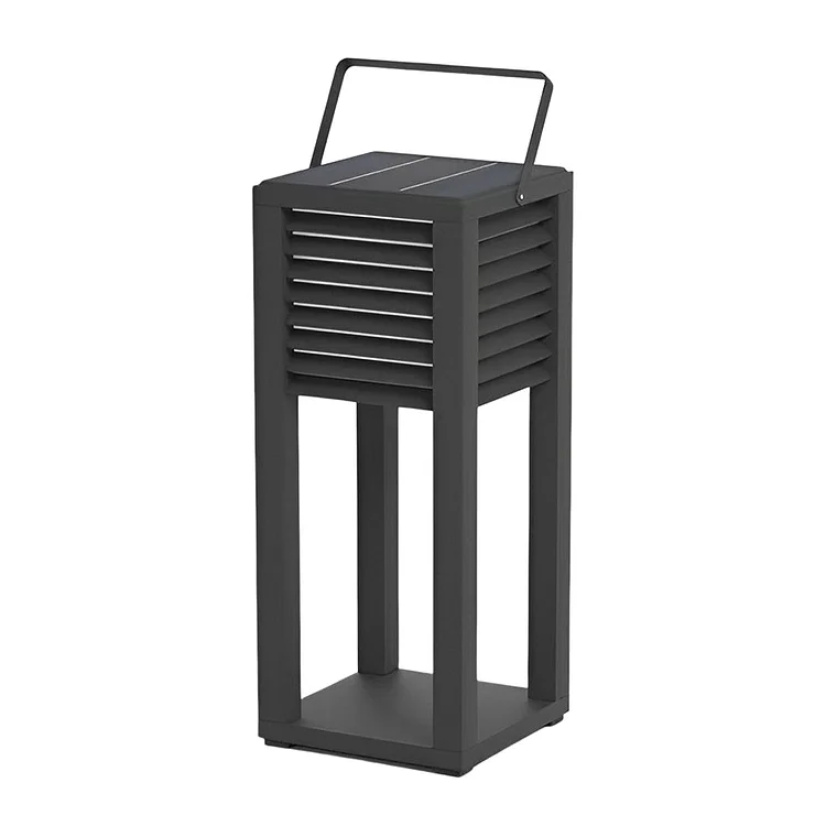 Square Waterproof LED Black Modern Portable Lawn Lamp Solar Outdoor Light - Appledas