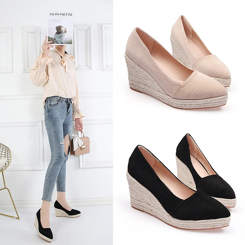 Wongn Wongn Women 2023 Spring And Autumn New Shallow Mouth Pointed Platform High-Heeled Shoes Working Shoes Thick Heel Grass