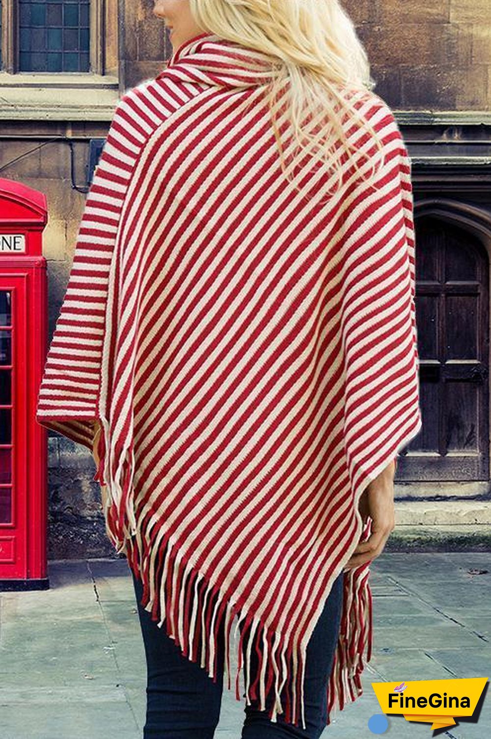 Shawl Sweater Women's Striped Tassel Cloak