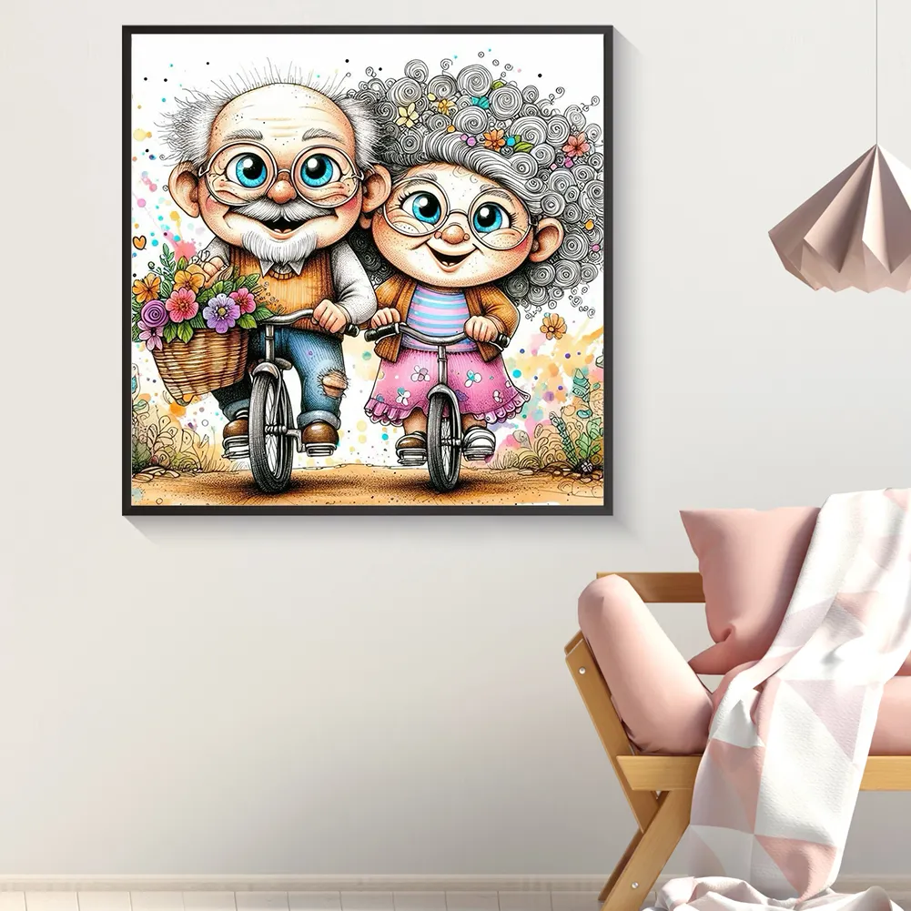 Diamond Painting - Full Round Drill - Old Couple(Canvas|30*30cm)