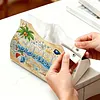 DIY Diamond Art Tissue Box Holder Summer PU Leather Diamond Art Desktop Organizer Resin Rhinestone Storage Organizers Gem Art Home Office Decor Craft Gift for Women