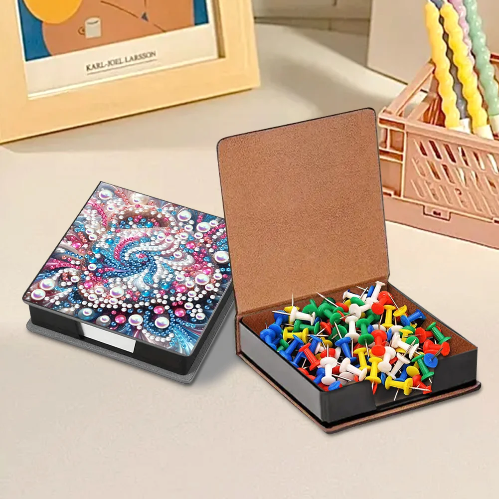 PU Pattern Diamond Painting Notecard Box with Papersfor DIY Art Craft