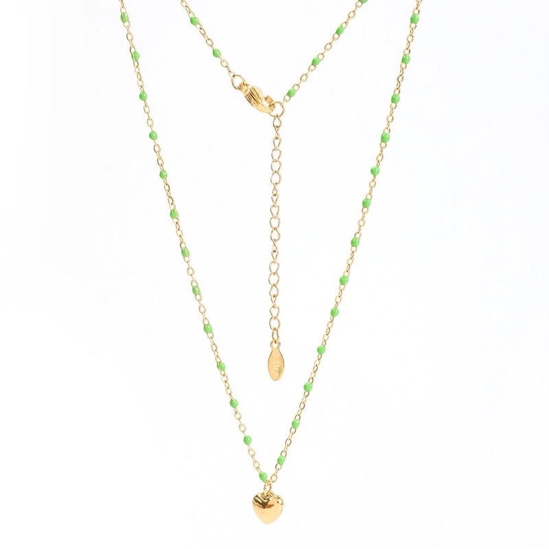 Minimalist Heart Shape Stainless Steel Titanium Steel Enamel Plating Pendant Necklace