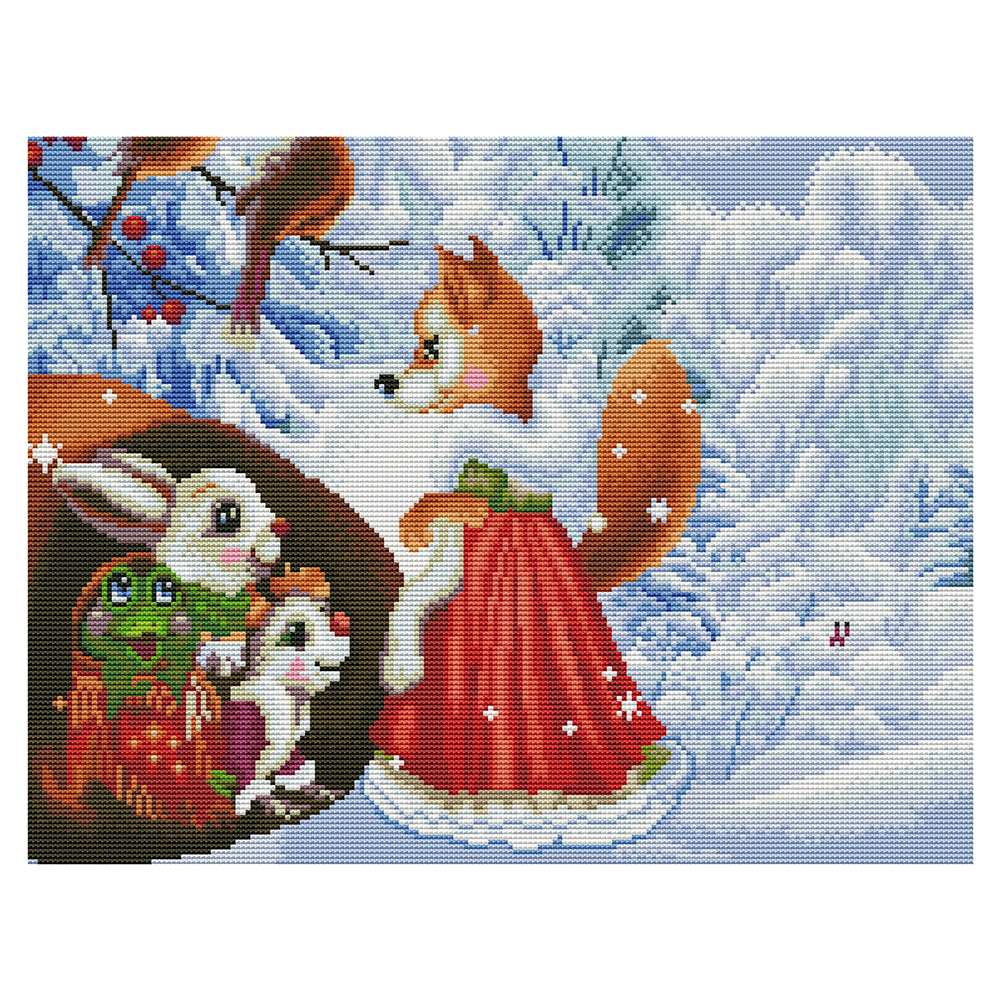 

Animal In Winter - 11CT Stamped Cross Stitch - 50*40CM, 501 Original