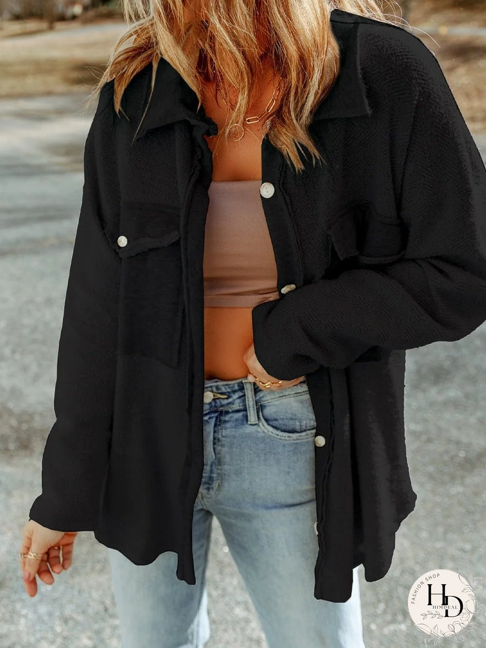Solid Color Long Sleeve Jacket
