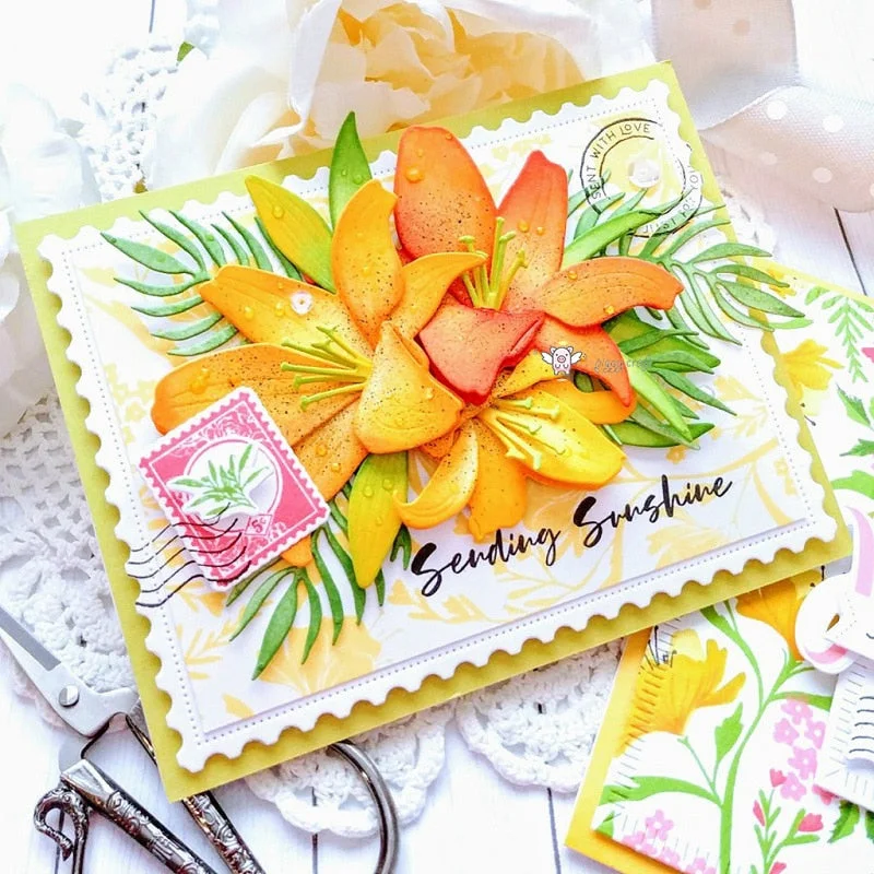 Piggy Craft metal cutting dies cut die mold Flower leaf decoration Scrapbook paper craft knife mould blade punch stencils dies