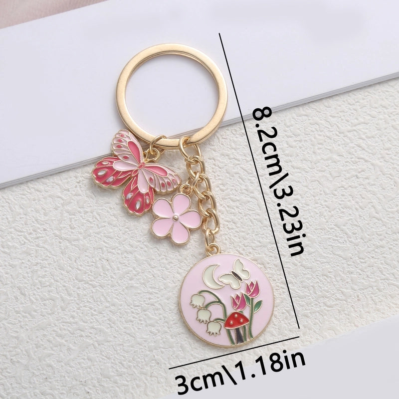 Sweet Flower Butterfly Alloy Enamel Keychain
