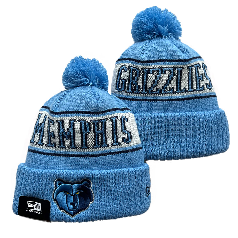 New Era Memphis Grizzlies Light Blue Throwback Retro Cuffed Knit Hat with Pom mysite