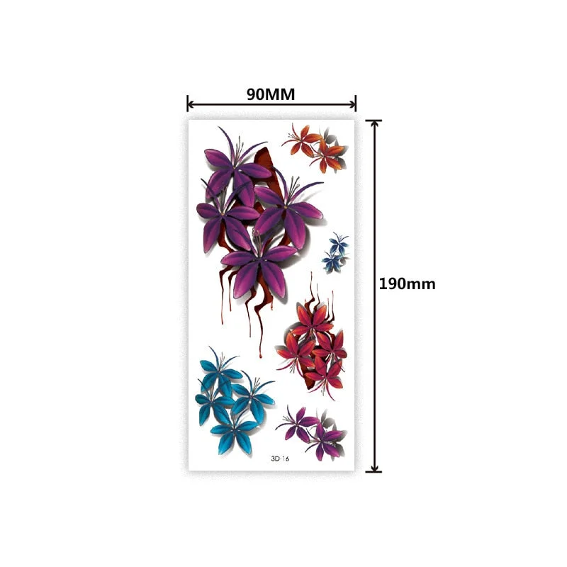Waterproof 3D tattoo sticker Three-dimensional color printing tattoo sticker Butterfly flower animal color tattoo sticker