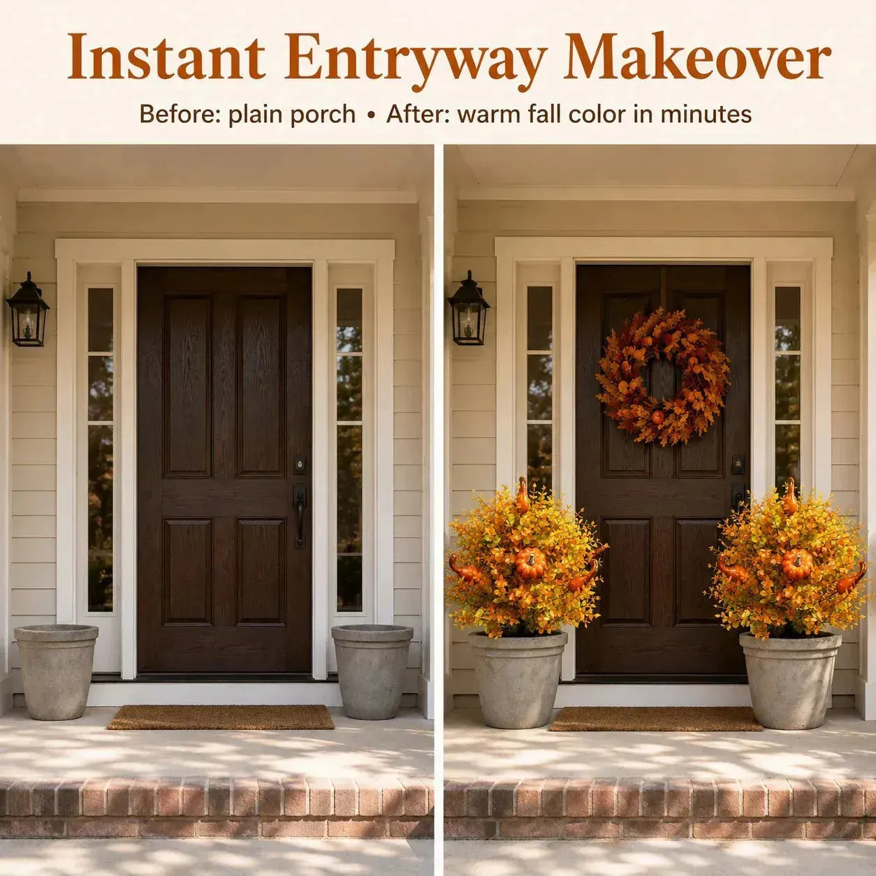 Artificial Fall Pumpkin Tree Stakes - Porch, Planter & Pathway Decor