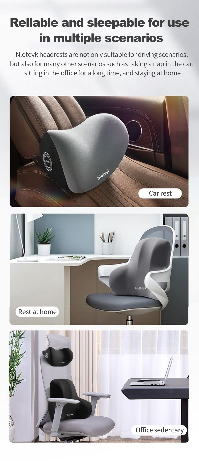 Tegooe Ergonomic Car Seat Memory Foam Neck Pillow Headrest and Lumbar Support Cushion Set