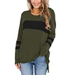 Women's Color Matching Long-sleeved Round Neck T-shirt