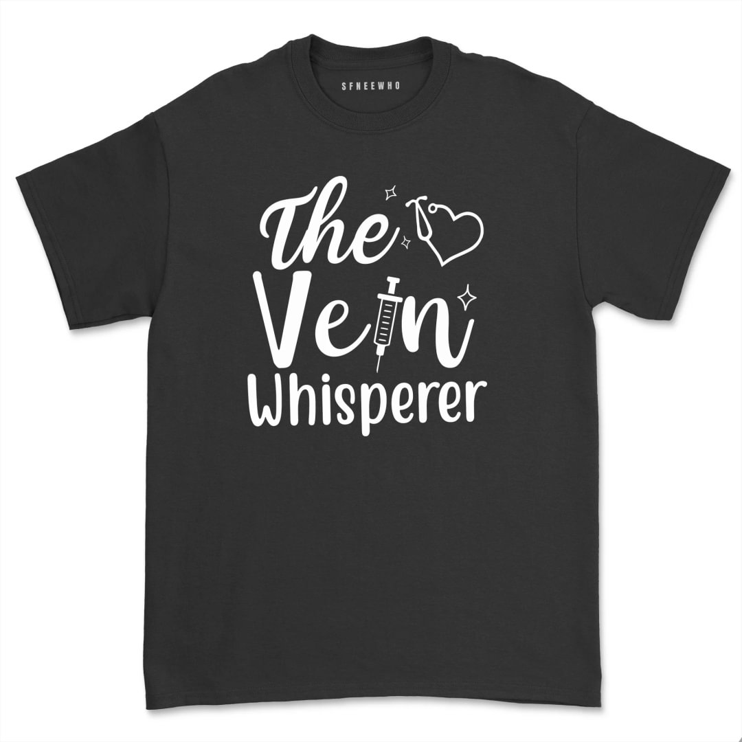 The Vein Whisperer Shirt Casual Phlebotomist Nurse T-Shirt Mama Nurse Gift Summer Short Sleeve Tee Tops - neewho