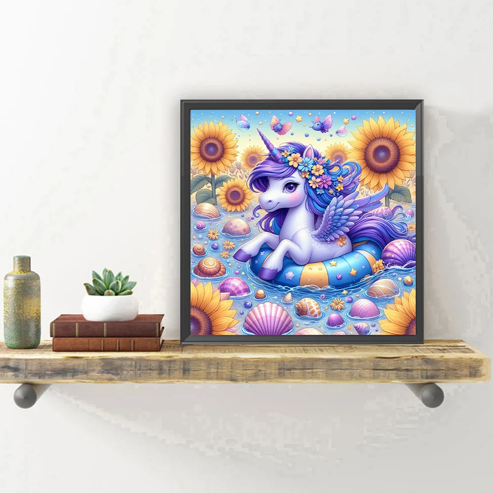 Diamond Painting - Full Round Drill - Sunflower Unicorn(Canvas|30*30cm)