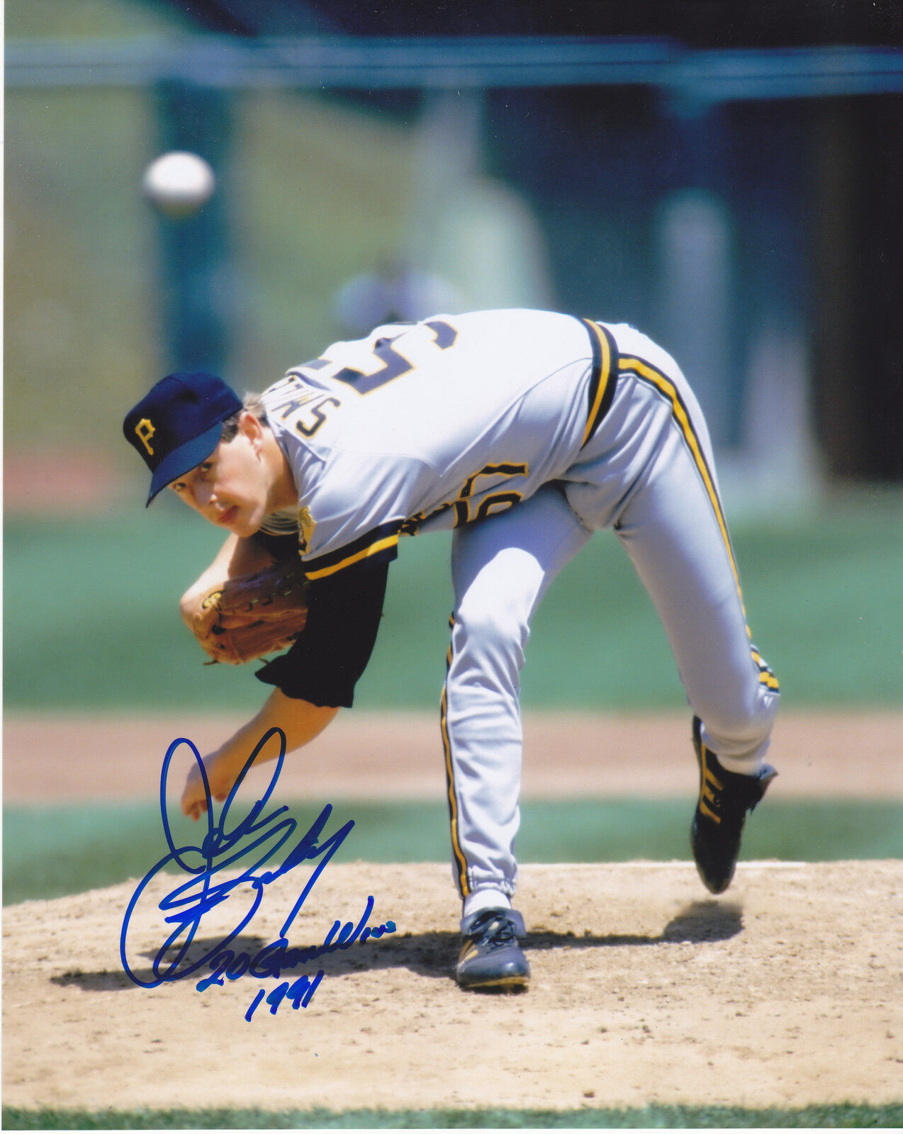 JOHN SMILEY PITTSBURGH PIRATES 20 GAME WINNER 1991 ACTION SIGNED 8x10