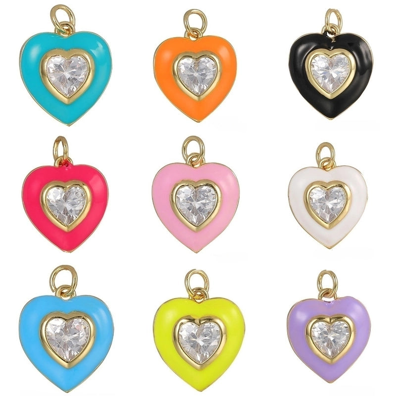 1 Piece 29 * 16mm Copper Artificial Gemstones Heart Shape Jewelry Accessories Pendant Chain