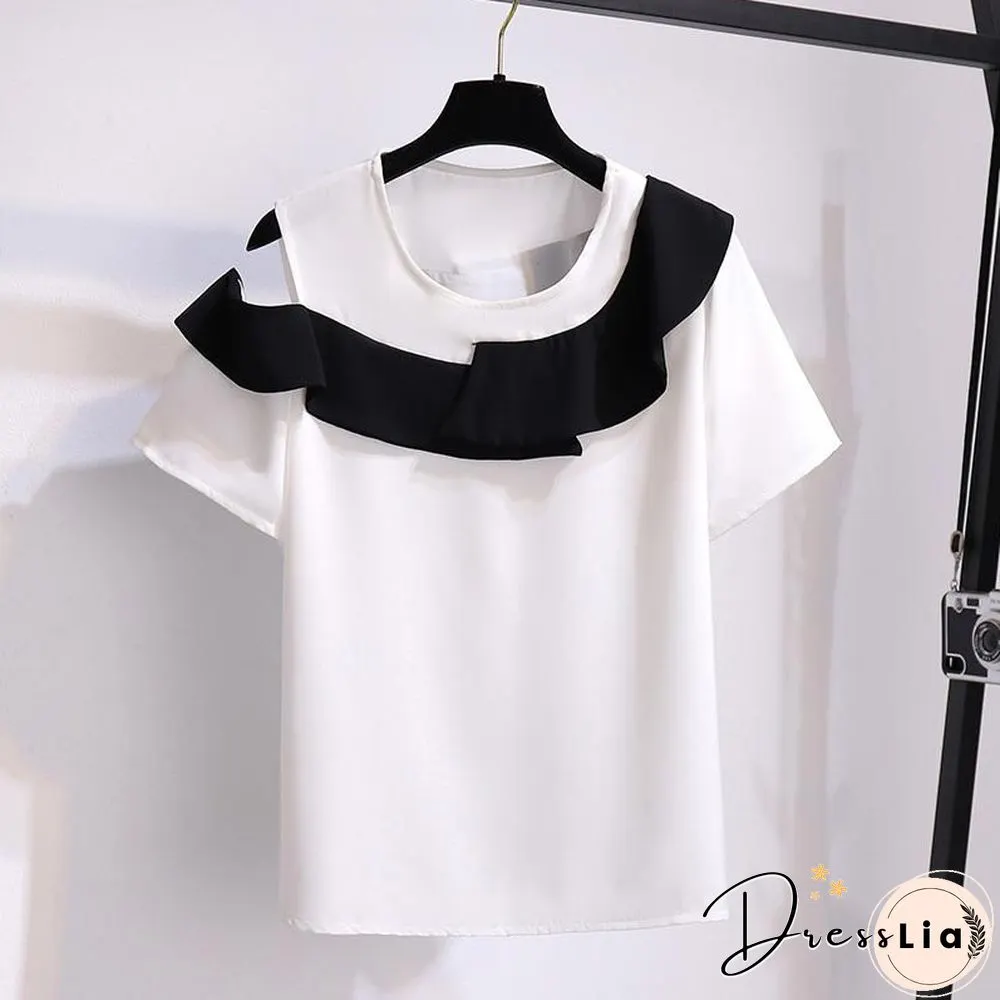 Fashion Ruffle Tee+Belt Pants P11684