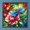 Diamond Painting-DIY Full Round Drill Stained Glass Dragonfly Flower(40*40CM)