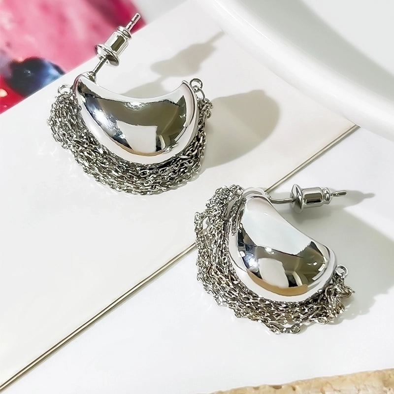 1 Pair Elegant French Style Tassel Irregular Copper 14K Gold Plated Ear Studs