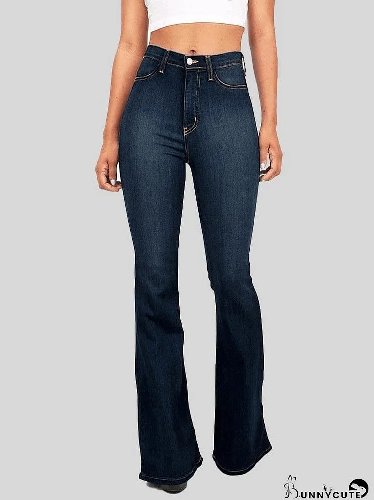 High Waist Stretch Wide Leg Jeans Women Trousers