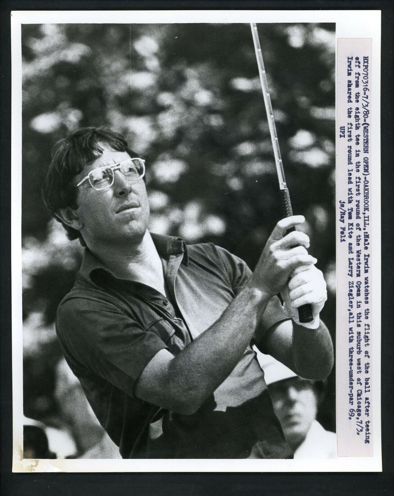 Hale Irwin 1980 Western Open Golf Press Photo Poster painting Butler National Golf Club tee shot