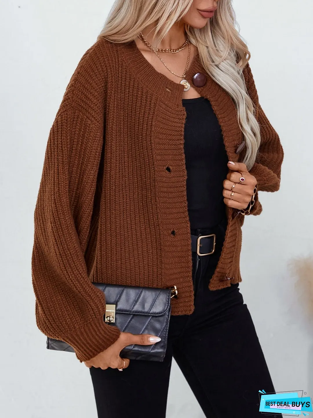 Button Down Long Sleeve Cardigan