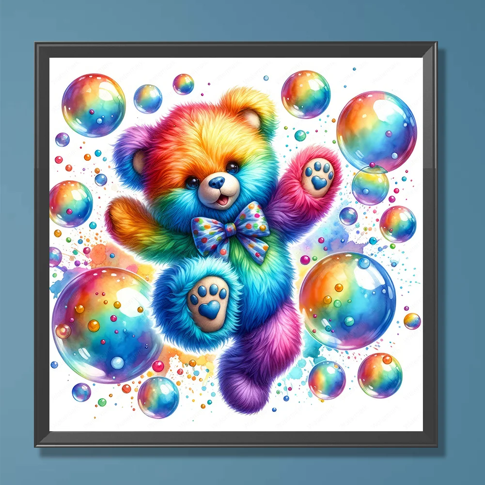 Diamond Painting - Full Round Drill - Rainbow Bear(Canvas|30*30cm)