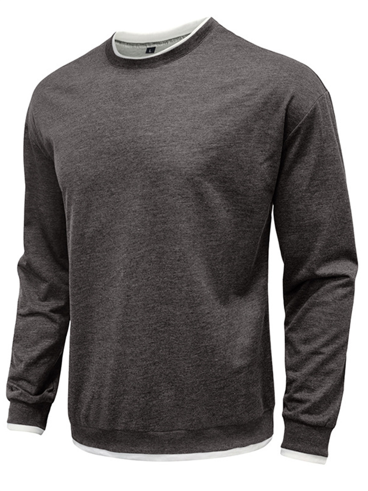 Daily Long-sleeved Round Neck Sweater Men's Men Loose Drop Shoulder Pullover Gray Blue Blue S-XXL