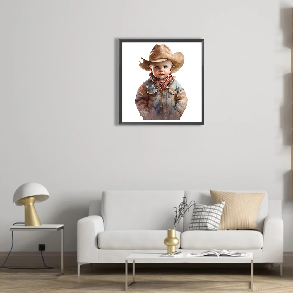 Diamond Painting - Full Round Drill - Cowboy Kid(Canvas|30*30cm)
