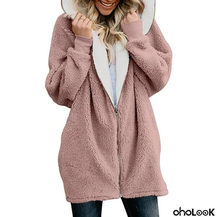 Women's Adorable Hooded Zip Up Cashmere Jackets