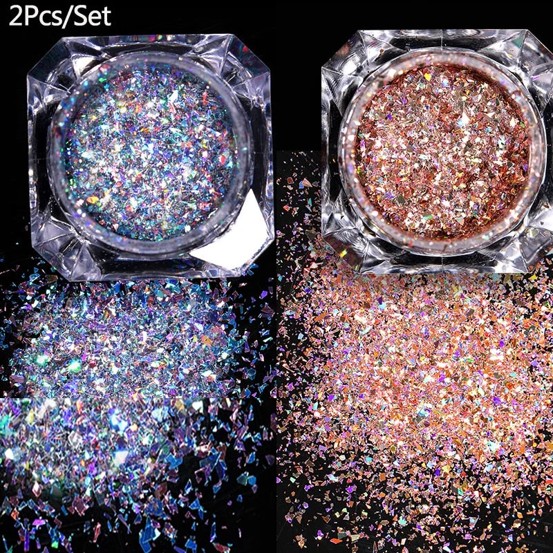 1g Glitter Nail Sequins iridescent Powder Shining Irregular 3D Hexagon Colorful Sequins Summer Popular DIY Nail Art Decoration-Nail Inspo